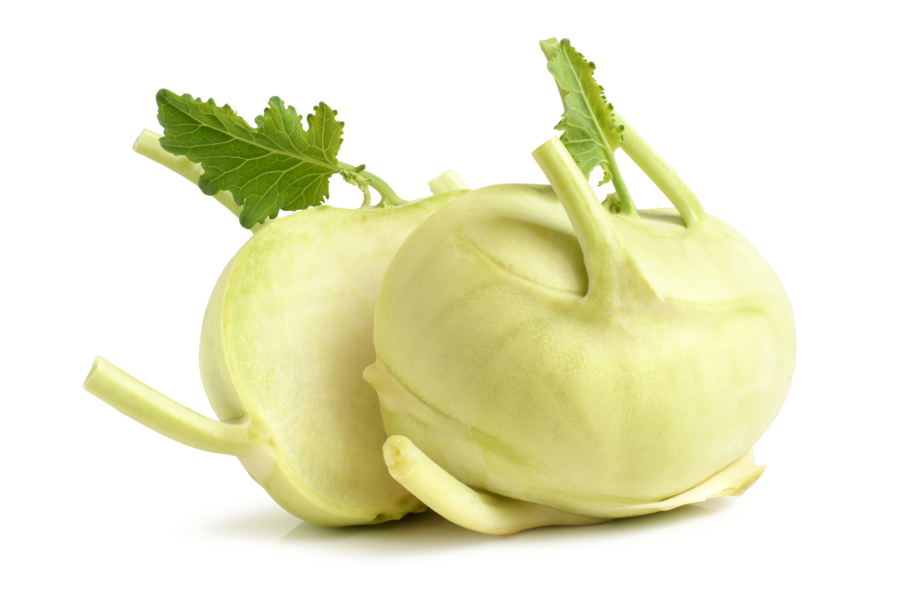 Cabbage kohlrabi on white background